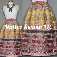 Mauve Sequins Floral Overlay Satin Ribbon Skirt