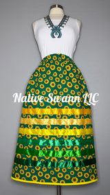 Teal-Green Sunflowers Cotton Ribbon Skirts w/ pockets