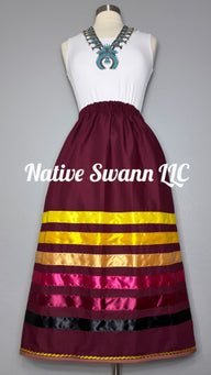 Burgundy Solid Cotton Ribbon Skirts w/ Pockets