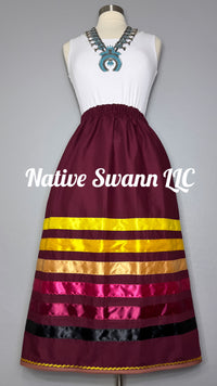 Burgundy Solid Cotton Ribbon Skirts w/ Pockets