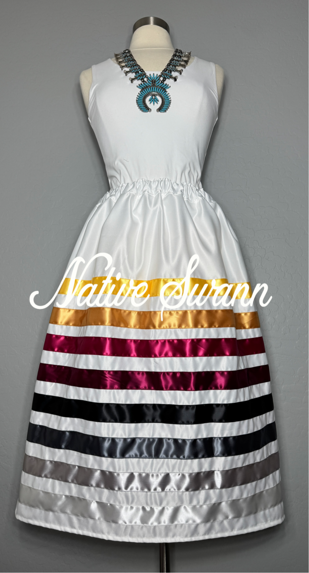 Pearl White Satin Ribbon Skirt