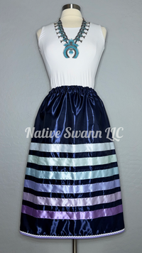 Navy Blue Satin Ribbon Skirt w/ Pockets