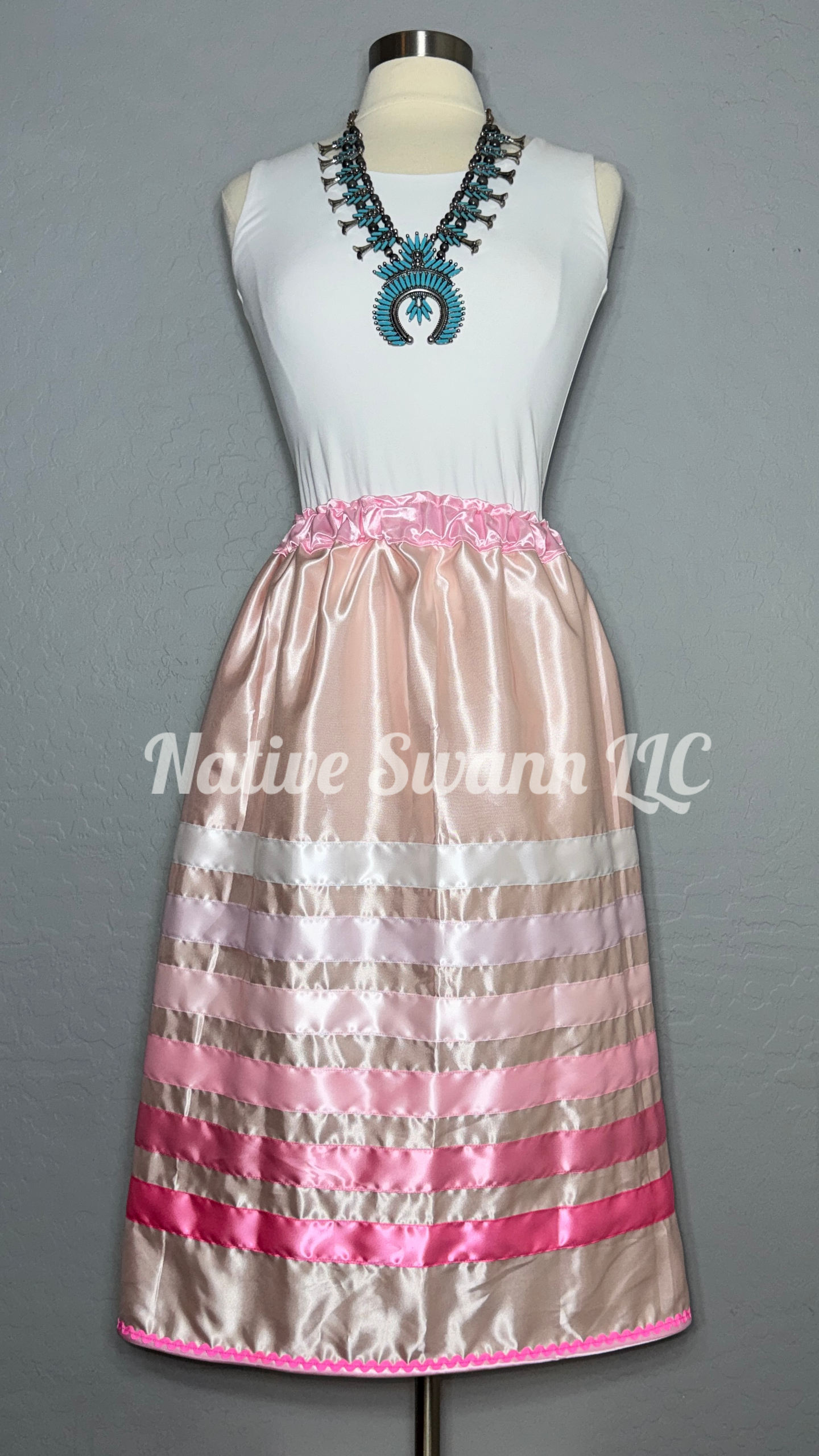 Lt Pink Satin Ribbon Skirt w/ Pockets