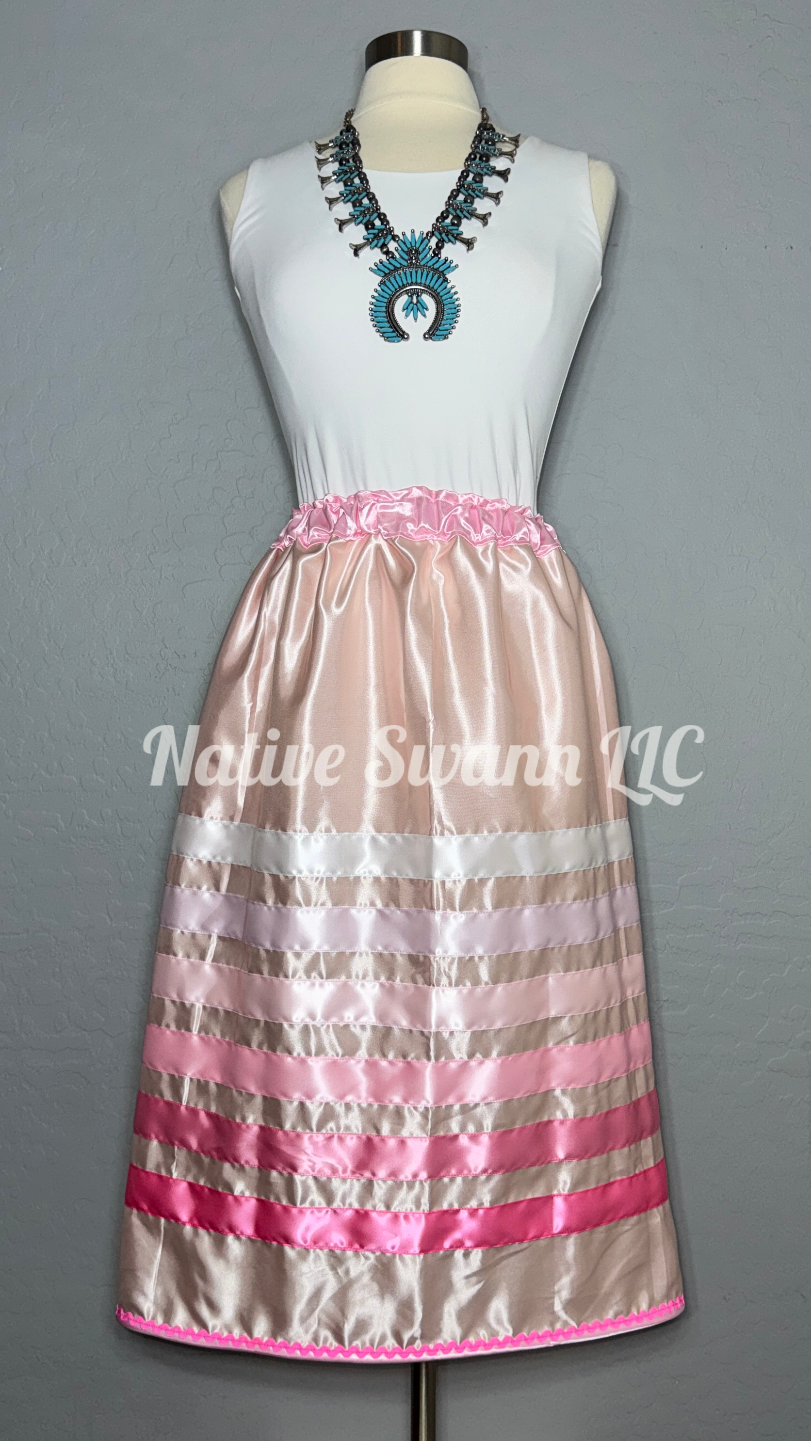 Lt Pink Satin Ribbon Skirt w/ Pockets