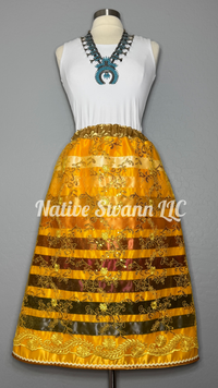 Daffodil Floral Overlay Satin Ribbon Skirt ￼