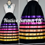Black Solid Cotton Ribbon Skirt w/ pockets