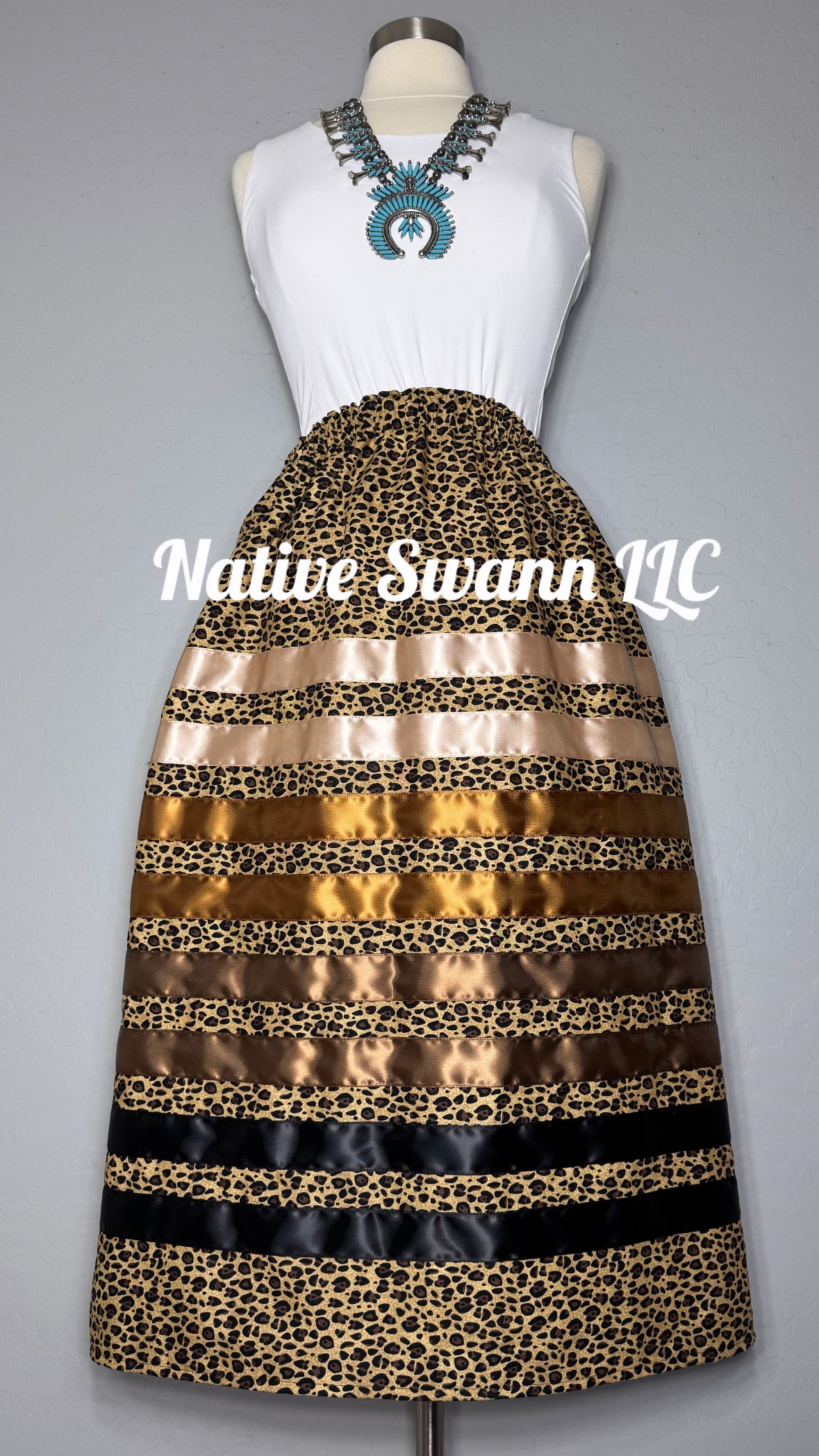 Cheetah Print Cotton Ribbon Skirt w/ Pockets