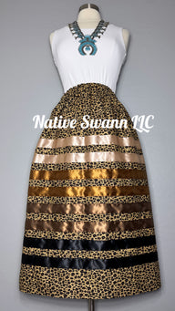 Cheetah Print Cotton Ribbon Skirt w/ Pockets