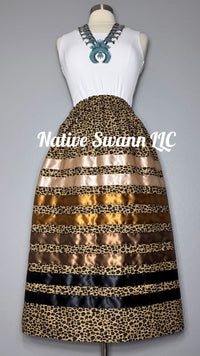 Cheetah Print Cotton Ribbon Skirt w/ Pockets