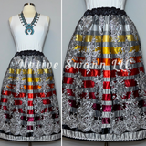 Grey-Silver Floral Overlay Satin Ribbon Skirt (Open Front)