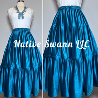 Teal 3 Tier Velvet Skirt