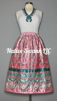 Pink Glitter Mesh Overlay Satin Ribbon Skirt