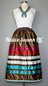Brown Satin Ribbon Skirt w/ Pockets