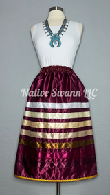 Burgundy Satin Ribbon Skirt w/ Pockets