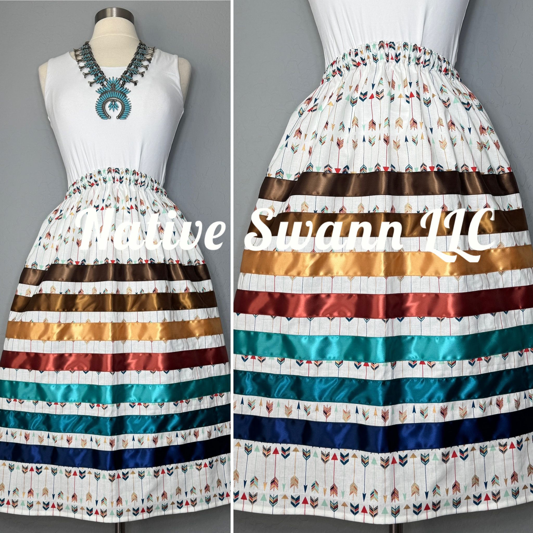 Arrows Cotton Ribbon Skirt w/ Pockets