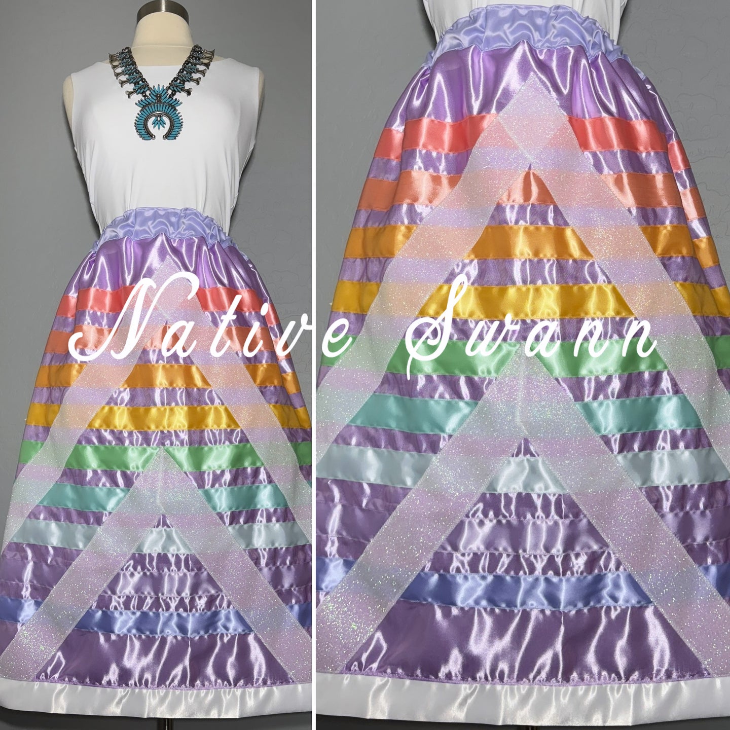 Lavender Unicorn Satin Ribbon Skirt