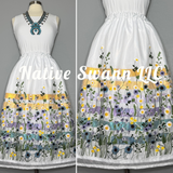 Spring Emb Floral Overlay Satin Ribbon Skirt