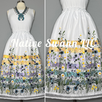 Spring Emb Floral Overlay Satin Ribbon Skirt