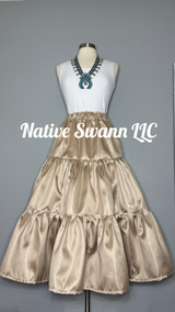 Champagne Liquid Satin 3 Tier w/ Pockets