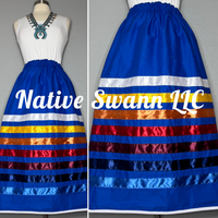 Royal Blue Solid Cotton Ribbon Skirt w/ Pockets