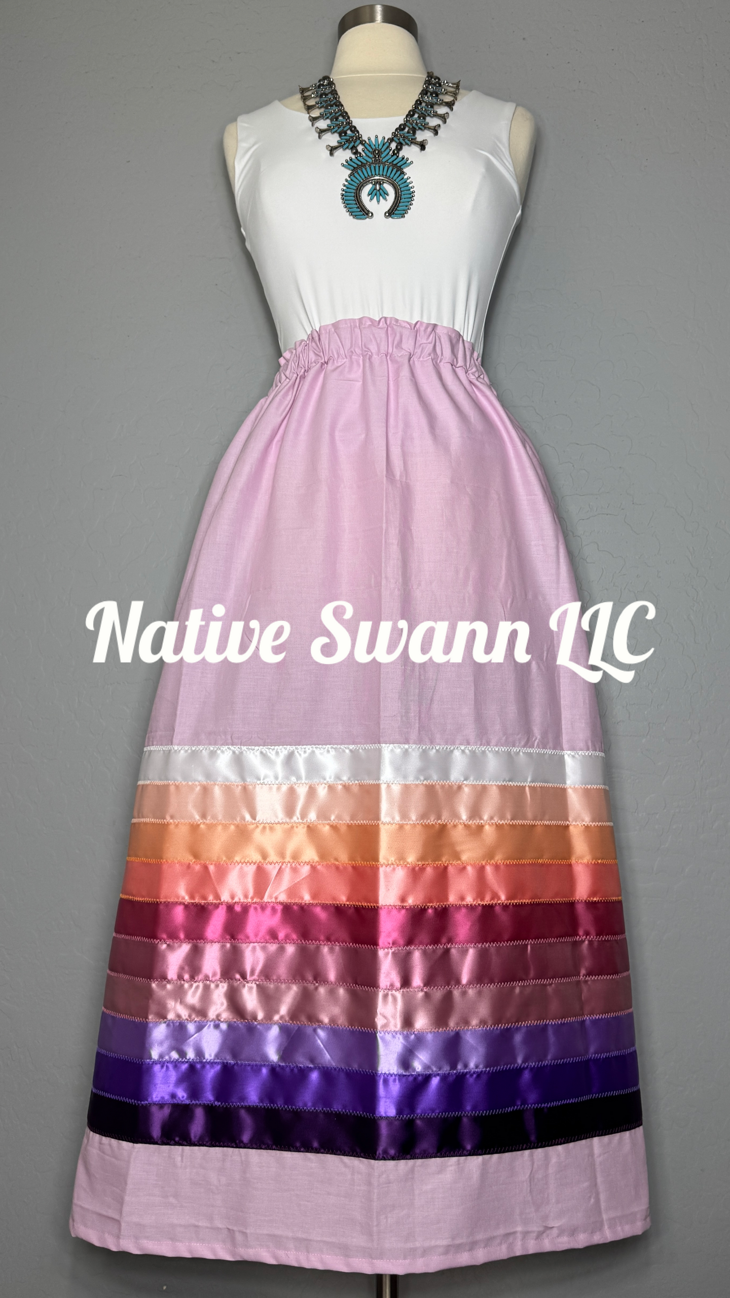 Dusty Rose Cotton Ribbon Skirt w/ pockets