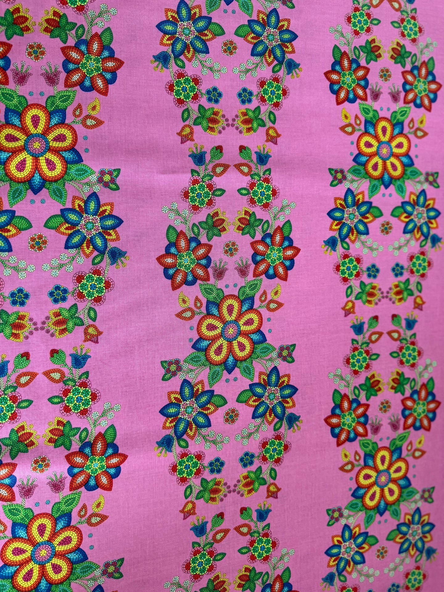 Magenta Native Beaded Floral Stripe