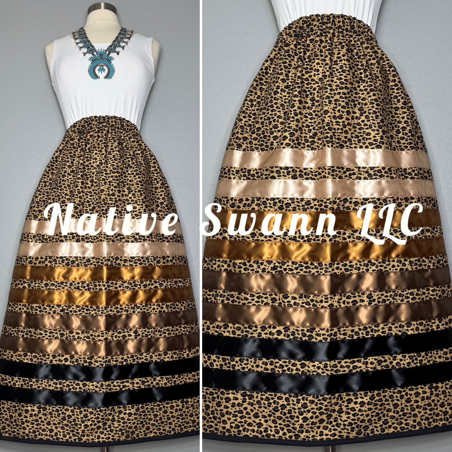 Cheetah Print Cotton Ribbon Skirt w/ Pockets