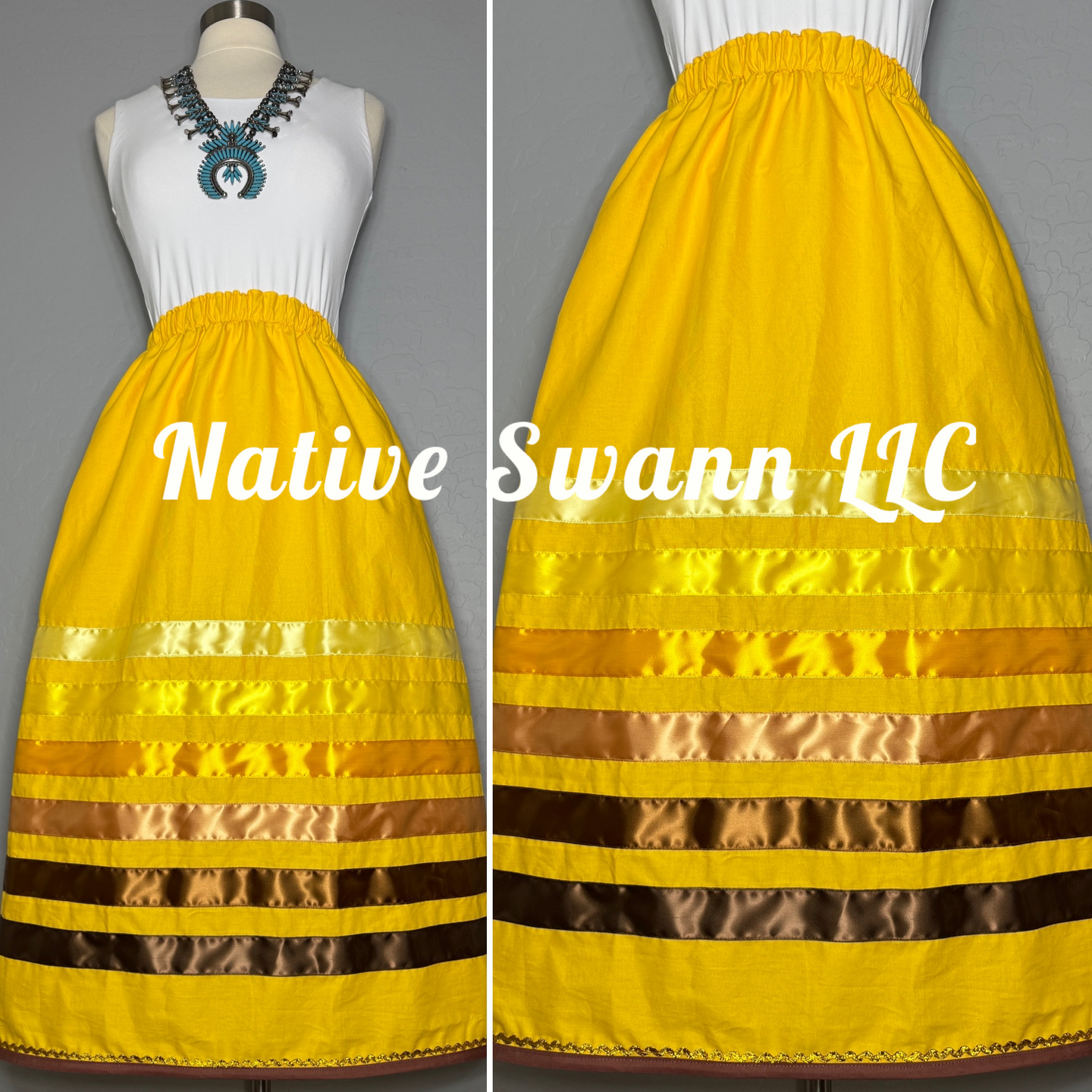 Yellow Solid Cotton Ribbon Skirts w/ pockets