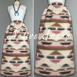 Ivory-Blush Pink-Gold Native Design Wool Skirt