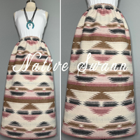 Ivory-Blush Pink-Gold Native Design Wool Skirt