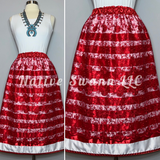 Reds Florals Overlay Satin Ribbon Skirt
