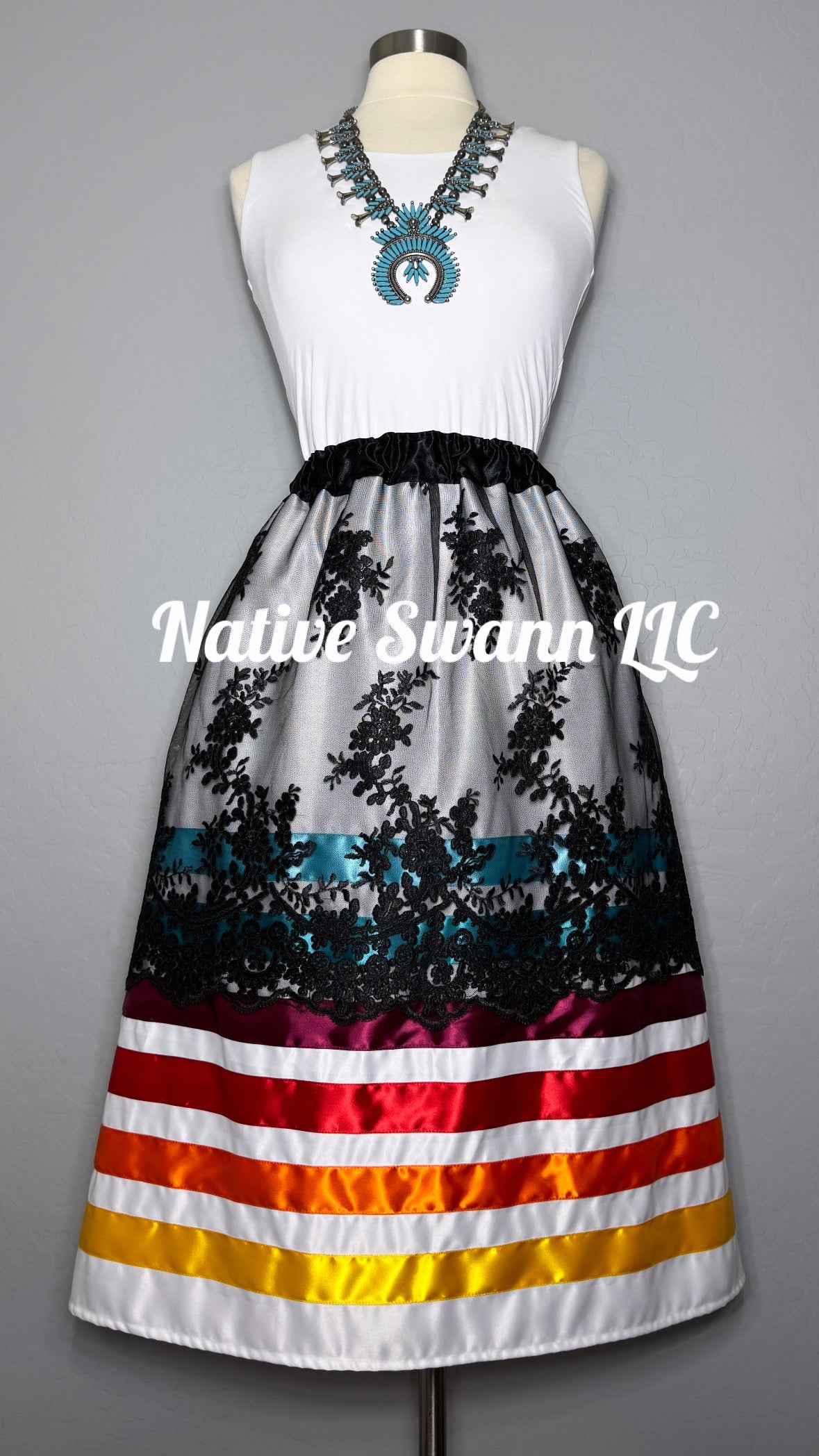 Native Spirit Overlay Satin Ribbon Skirt