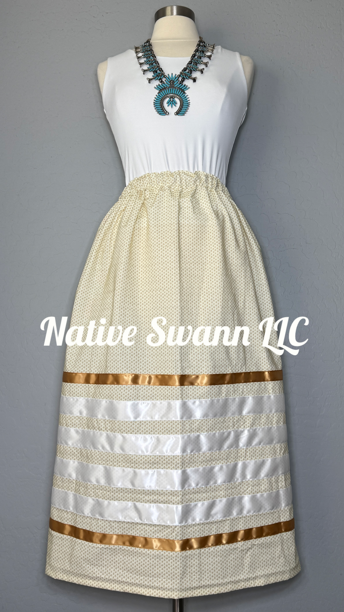 Ivory Mini Floral Cotton Ribbon Skirt