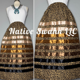 Cheetah Print Cotton Ribbon Skirt w/ Pockets