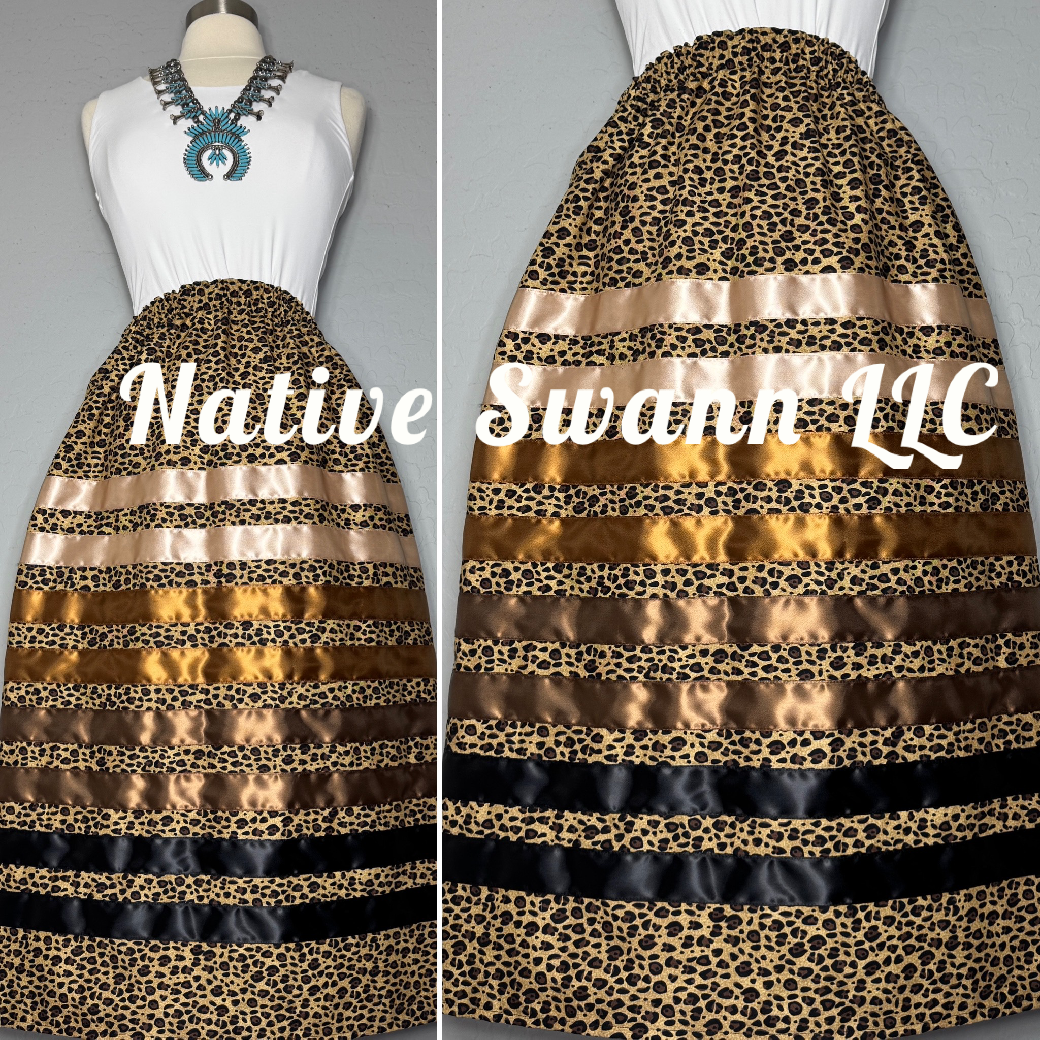 Cheetah Print Cotton Ribbon Skirt w/ Pockets