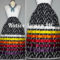 Black Feather Cotton Ribbon Skirt w/ Pockets