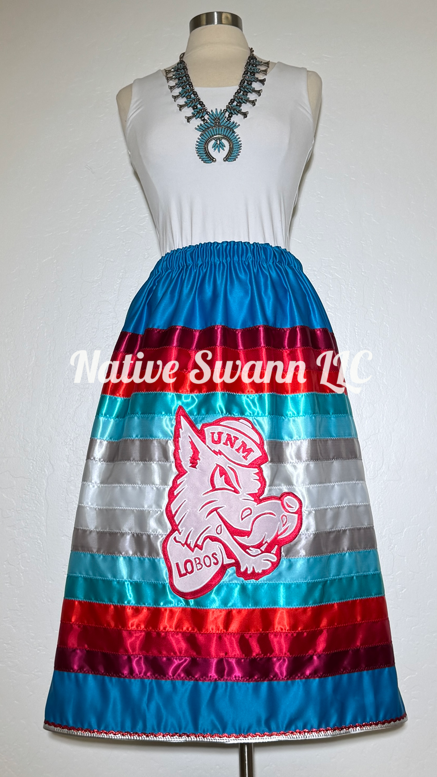 Turquoise Lobo Satin Ribbon Skirt w/ Pockets