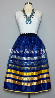 Royal Blue Half Overlay Satin Ribbon Skirt