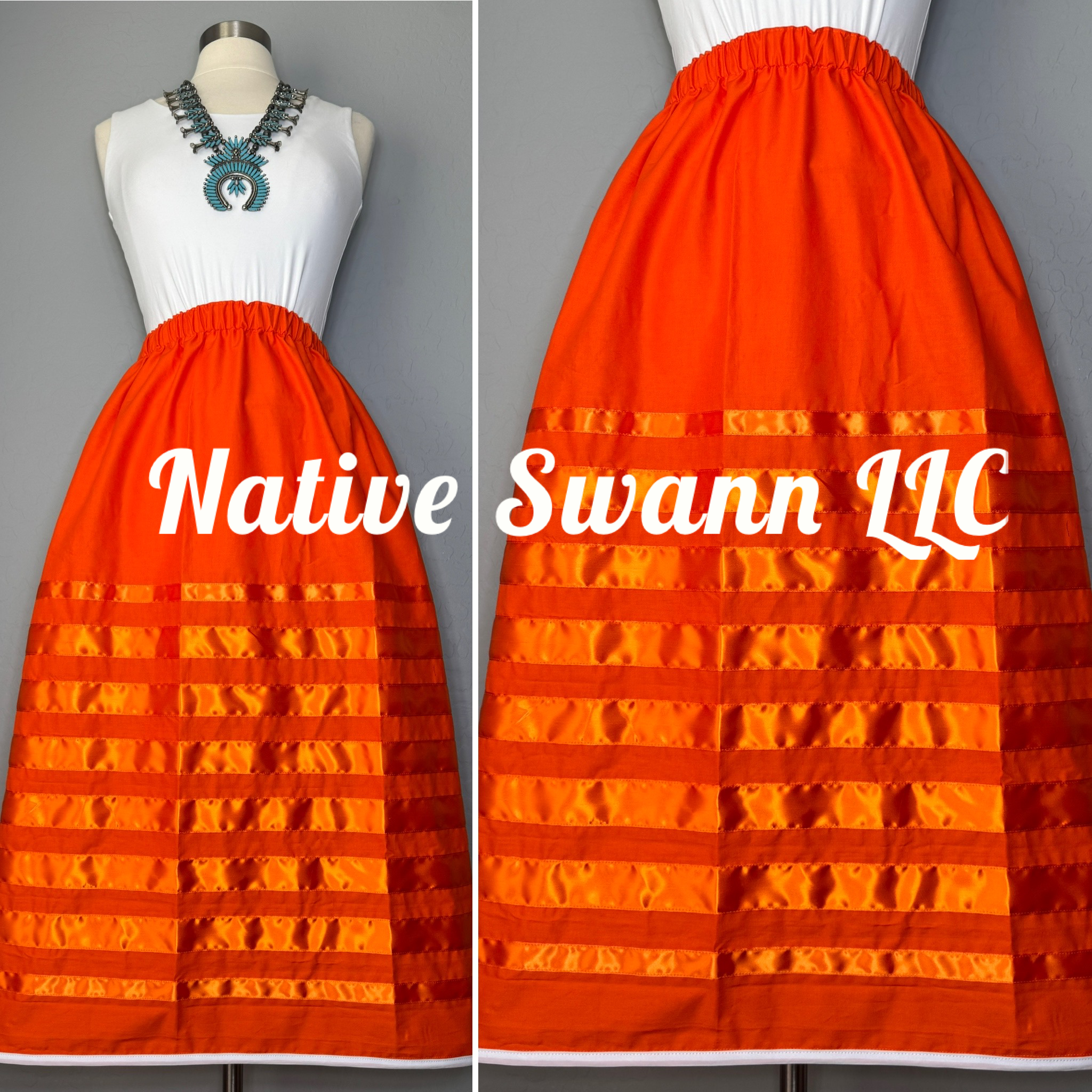 Orange on Orange Cotton Ribbon Skirt w/ Pockets