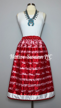 Reds Florals Overlay Satin Ribbon Skirt