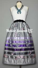 Grey+Purple Dragonflies Overlay Satin Ribbon Skirt
