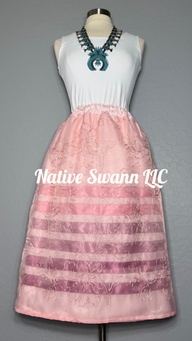 Lt. Pink Floral Overlay Satin Ribbon Skirt