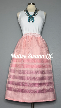 Lt. Pink Floral Overlay Satin Ribbon Skirt