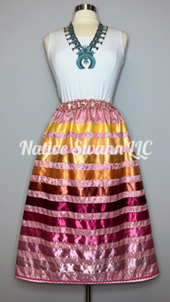 Pink Roses Satin Ribbon Skirt w/ Pockets