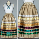 Beige Satin Ribbon Skirt w/ Pockets