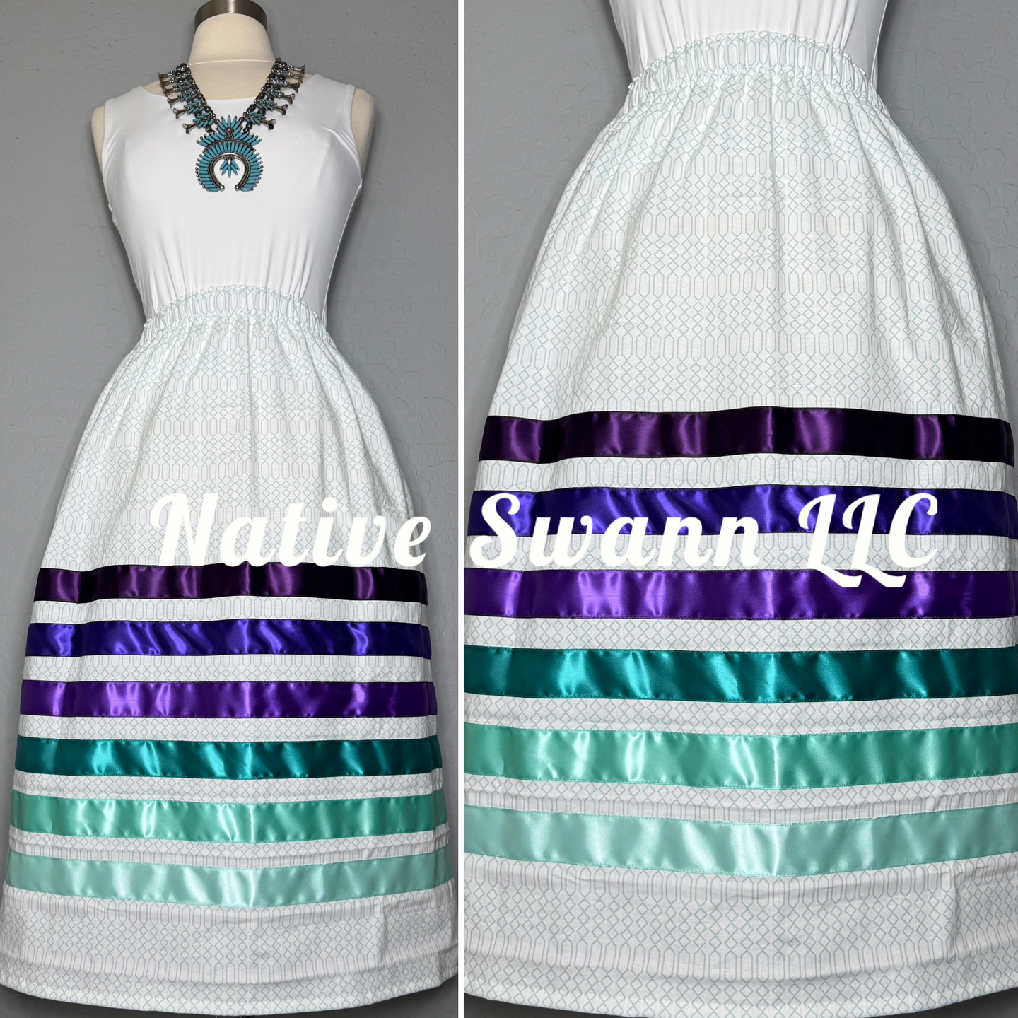 SG5- White Cotton Ribbon Skirt w/Pockets