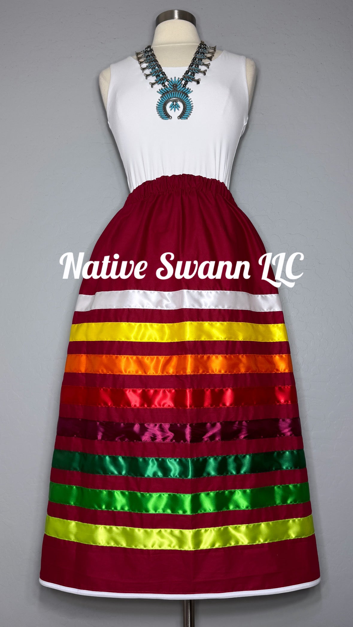 Scarlet Red Solid Cotton Ribbon Skirt w/ Pockets