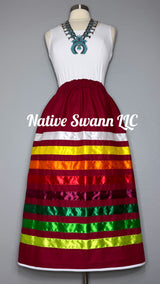 Scarlet Red Solid Cotton Ribbon Skirt w/ Pockets