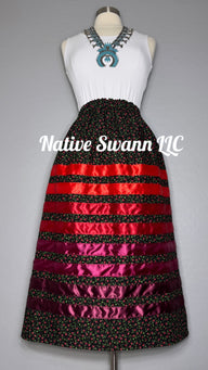 Red Roses Cotton Ribbon Skirt w/ Pockets