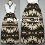 Hunter Green Native Design Wool Skirt